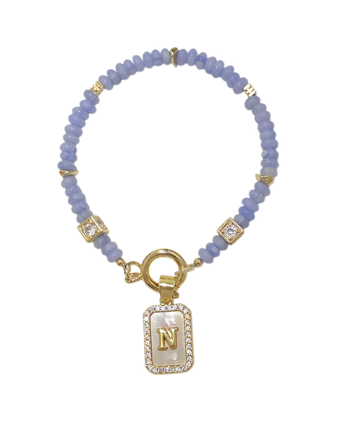 Initial Spell - Blue Lace Agate Bracelet
