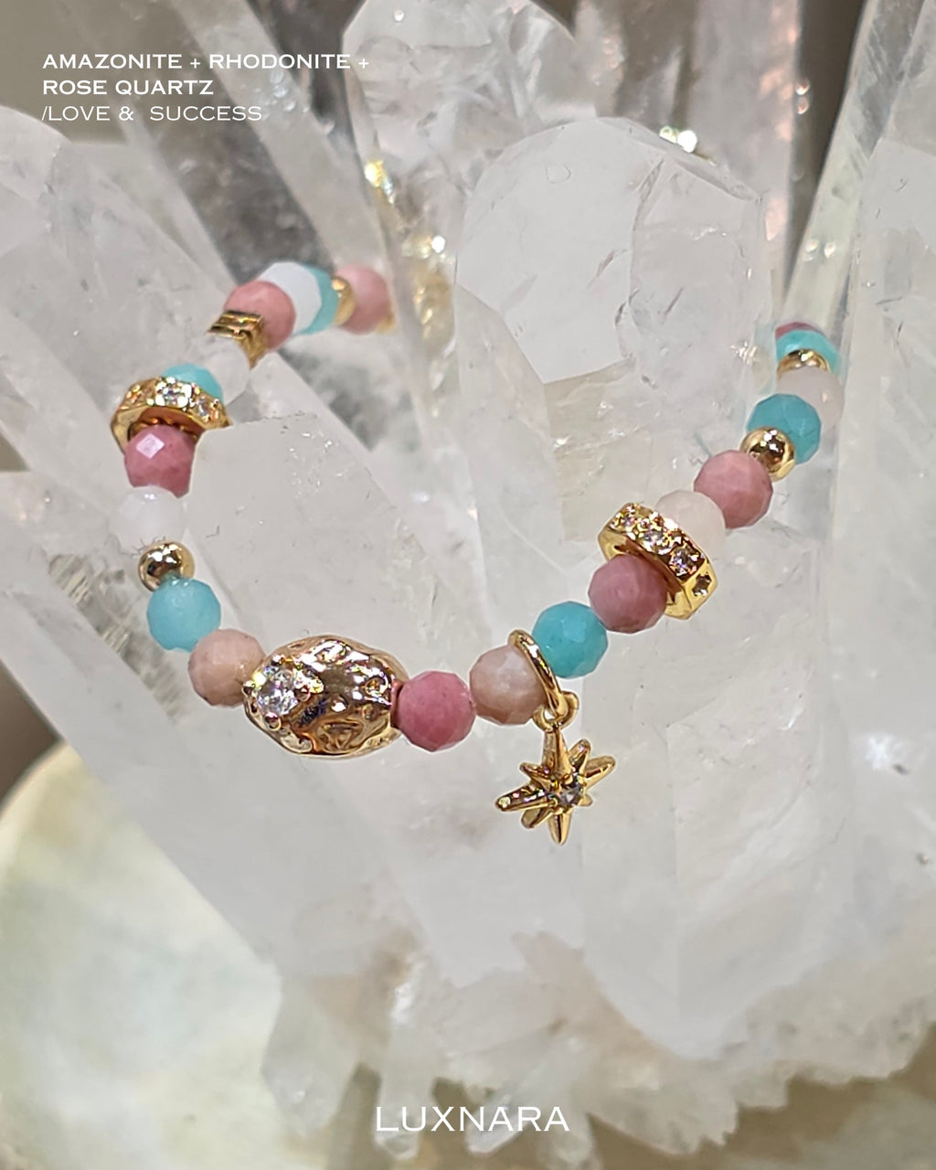 Stardust - Amazonite & Rhodonite & Rose Quartz